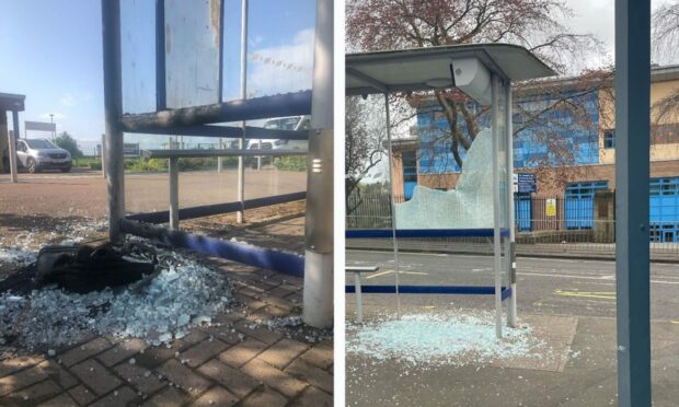 Bus shelters in Dundee damaged by fire and smashed glass