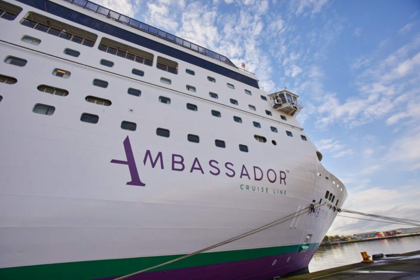 The outside of the ship, which has had two refits in recent years. Image: Ambassador Cruise Line.