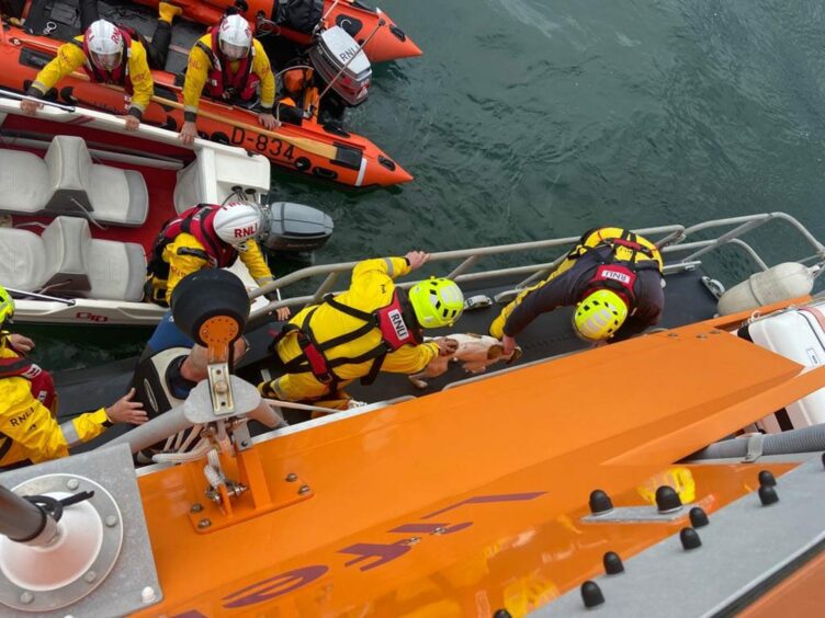 The speedboat also had two people on board. Image: Broughty Ferry Lifeboat Station. 