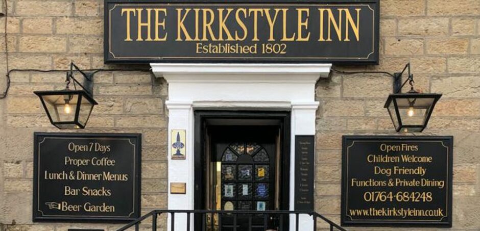 Kirkstyle Inn sign in Dunning.