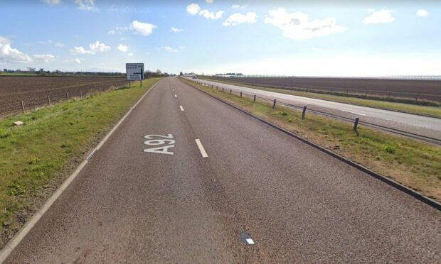 The A92 northbound road near Arbroath is currently down to one lane. Image: Google Street View