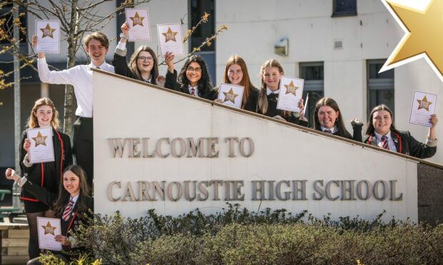 Carnoustie High School's Gold Star-winning pupil council. Image: Mhairi Edwards.