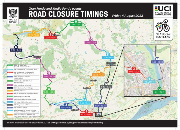 UCI Gran Fondo 2023 Road closures for Perthshire cycling event