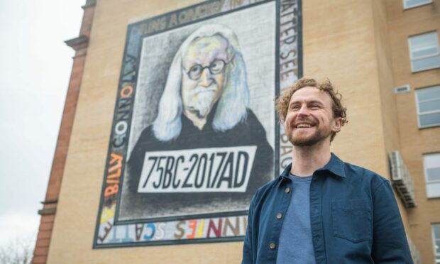Gary McNair with a portrait of Billy Connolly ahead of Dear Billy.