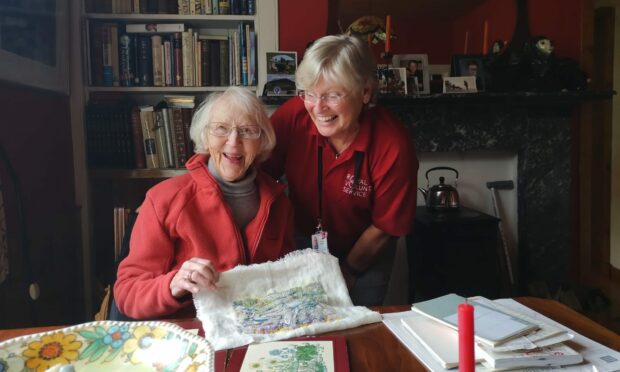Edel Purvis, 96, and Margaret Rodgers in Blair Atholl. Image: Margaret Rodgers.