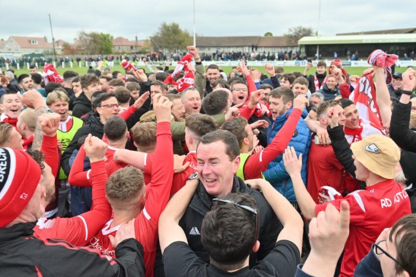 Joyous scenes at Buckie as Brechin win the Highland League title.
