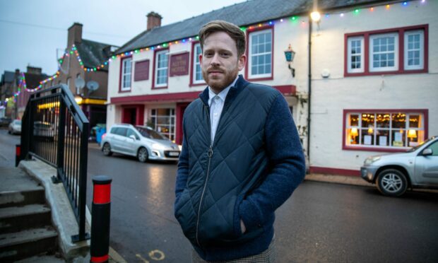 Owner of the Alyth Hotel Stewart McTaggart outside of the hotel.