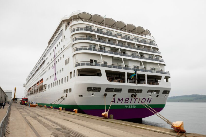 Cruise ship Ambition at Port of Dundee.