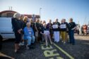 Arbroath RNLI Guild members with president Mo Morrison (centre) at a public show of support for the crew in May. Image: Kim Cessford/DC Thomson