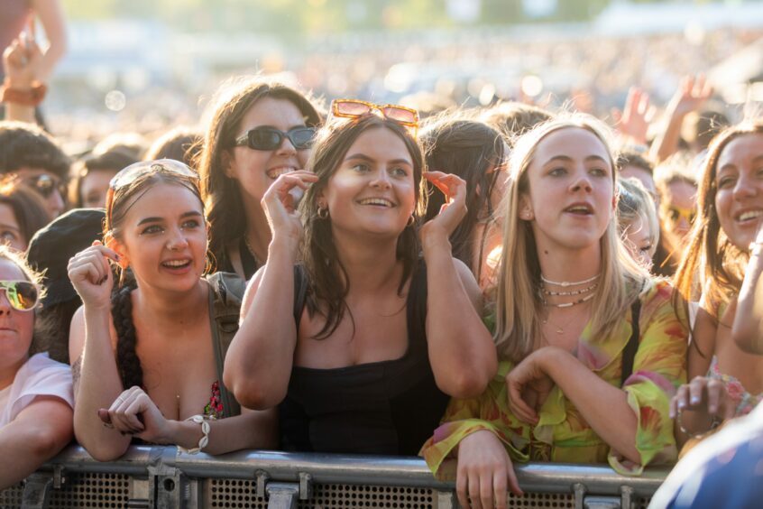 Fans look on at the main stage of the Radio 1 Big Weekend. Image: Kim Cessford / DC Thomson.