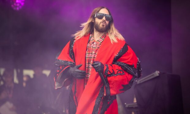 Thirty Seconds to Mars singer Jared Leto on stage at Big Weekend