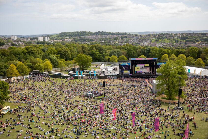An aerial view of the Radio 1's Big Weekend site at Camperdown Park in Dundee