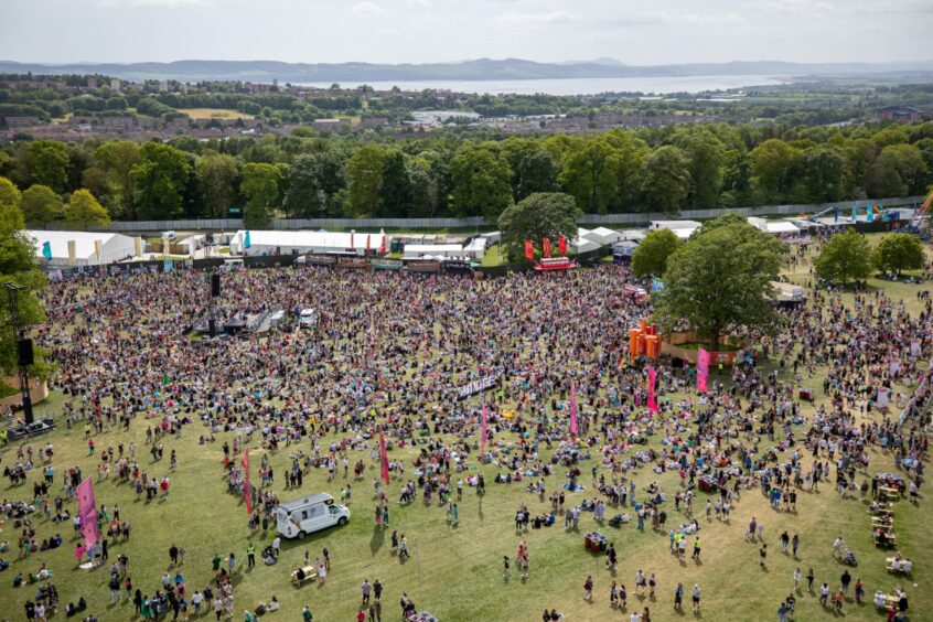 An aerial view of the Big Weekend site at Camperdown Park, Dundee
