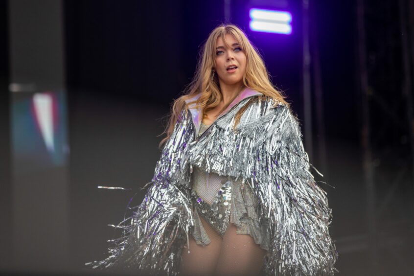 Becky Hill on the main stage of Radio 1's Big Weekend.