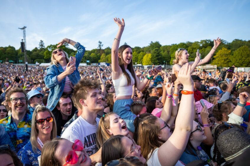 crowd of music fans at the Big Weekend Dundee festival.
