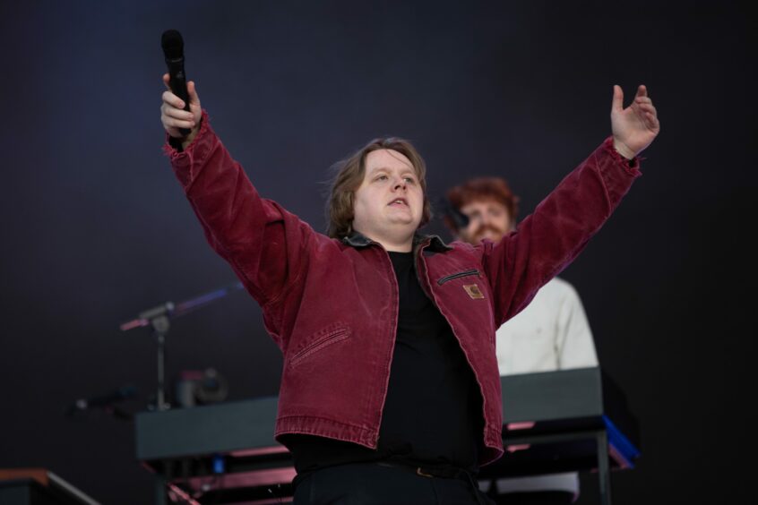 Lewis Capaldi on stage in Dundee.
