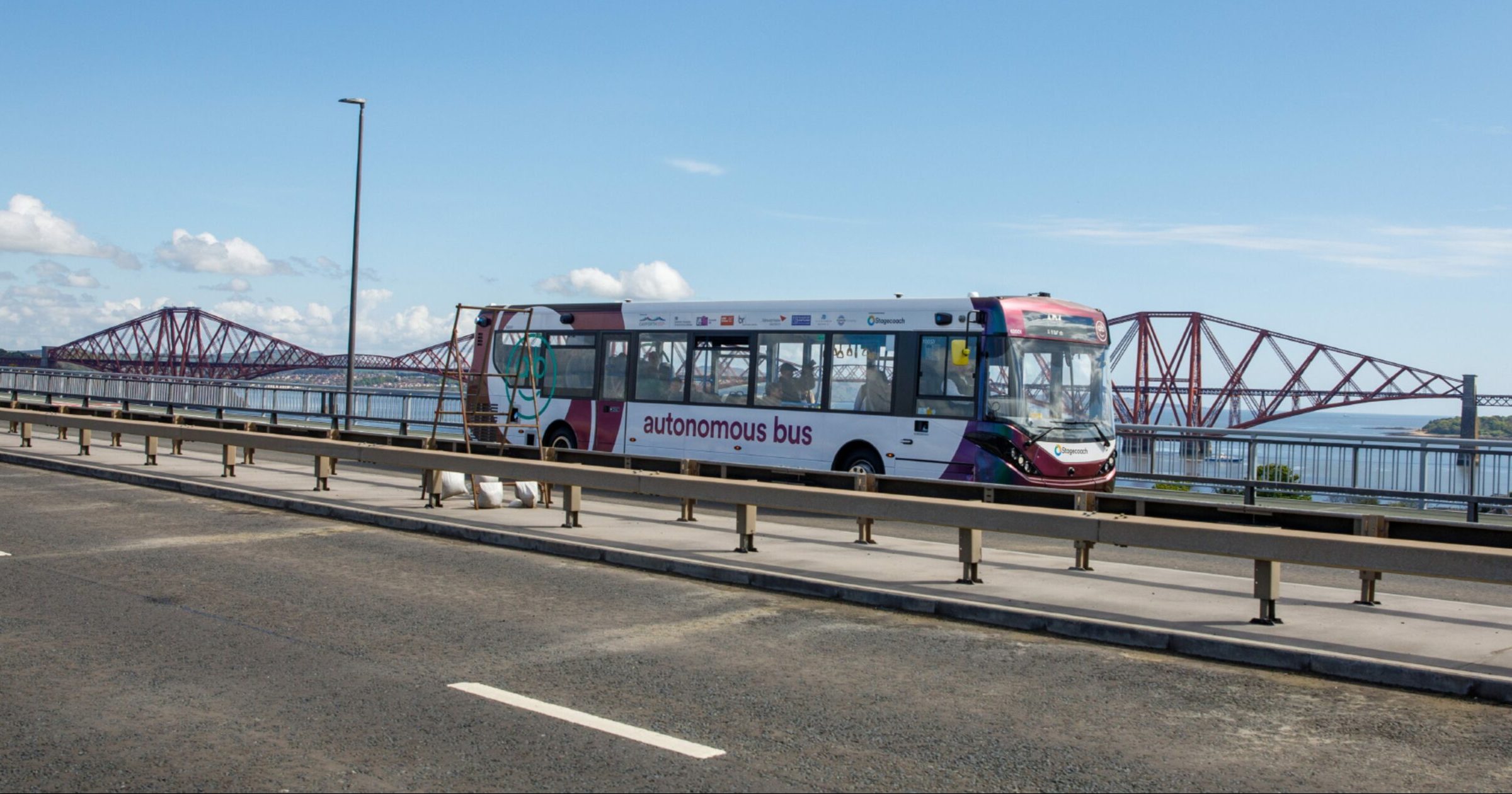 The CAVForth autonomous bus crossing the Forth Road Bridge.