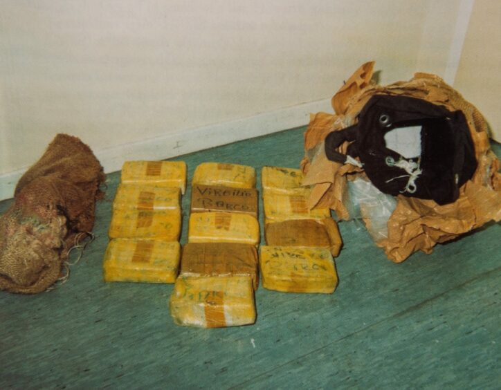 The cocaine haul with the name of the then Colombian president written on it. Image: Crown Office.