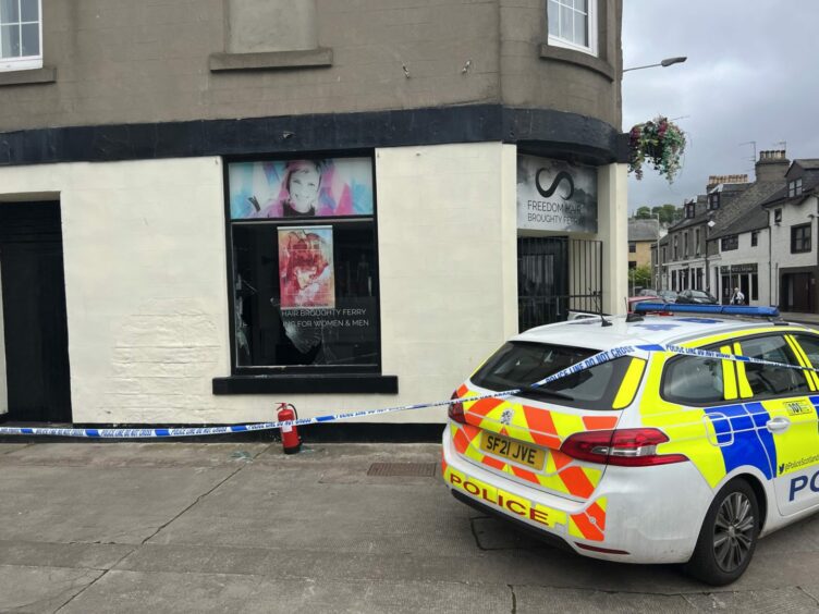 Police outside Freedom Hair in Broughty Ferry