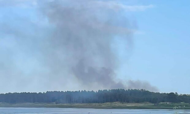 Fire fighters remain at the Tentsmuir Forest fire. Image: Supplied