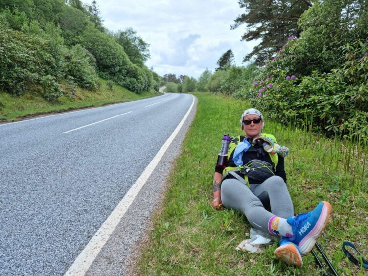 Louise Russell having a rest while doing the North Coast 500. Image: David Christopher.