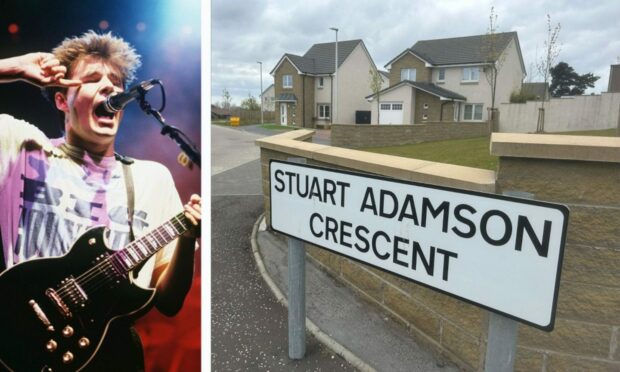 Stuart Adamson Crescent street sign and Stuart Adamson on stage
