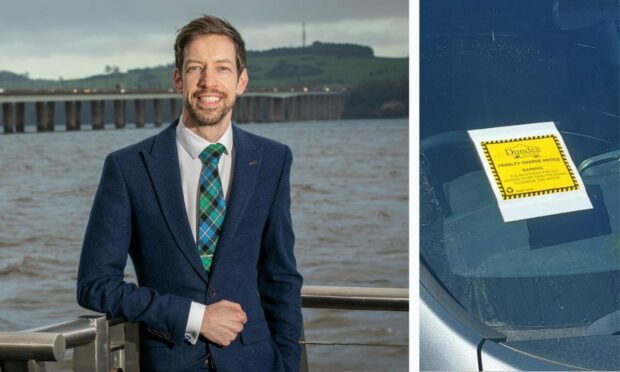 Dundee council leader John Alexander was hit with a parking ticket. Image: DC Thomson/John Alexander/Twitter