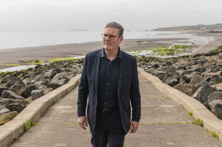 Keir Starmer on the esplanade at Kirkcaldy.