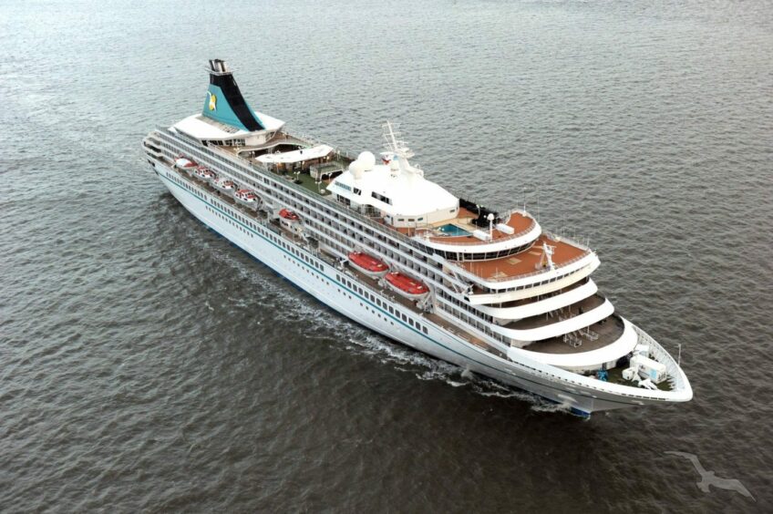 Aerial view of Artania cruise ship
