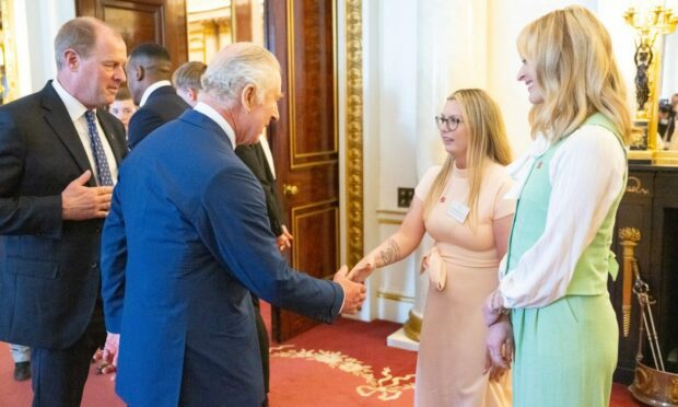 Dundee woman Shannon Thomson has met King Charles at a Prince's Trust Awards reception held at Buckingham Palace.