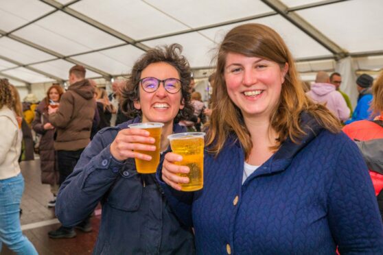 Raphaëlle Bas and Florence Penelle (both from Paris, France) enjjoy the beer festival at North Inch, Perth. Image: Steve MacDougall/DC Thomson