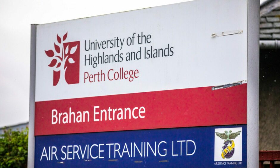 A sign for the University of the Highlands and Islands in Perth