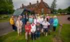 Auchterarder community bus passengers protest outside St Margaret's Hospital in the town.