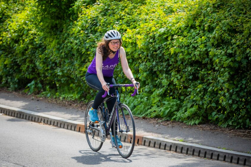 Hazel is cycling to fundraise for the charity Action on Postpartum Psychosis. Image: Steve MacDougall/DC Thomson