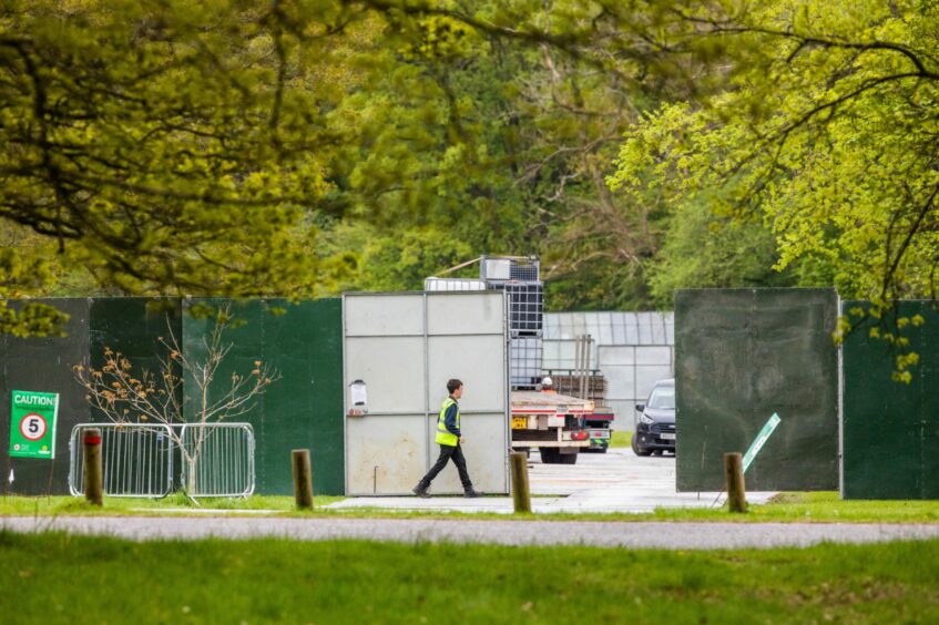 A worker at the Big Weekend site in Camperdown Park