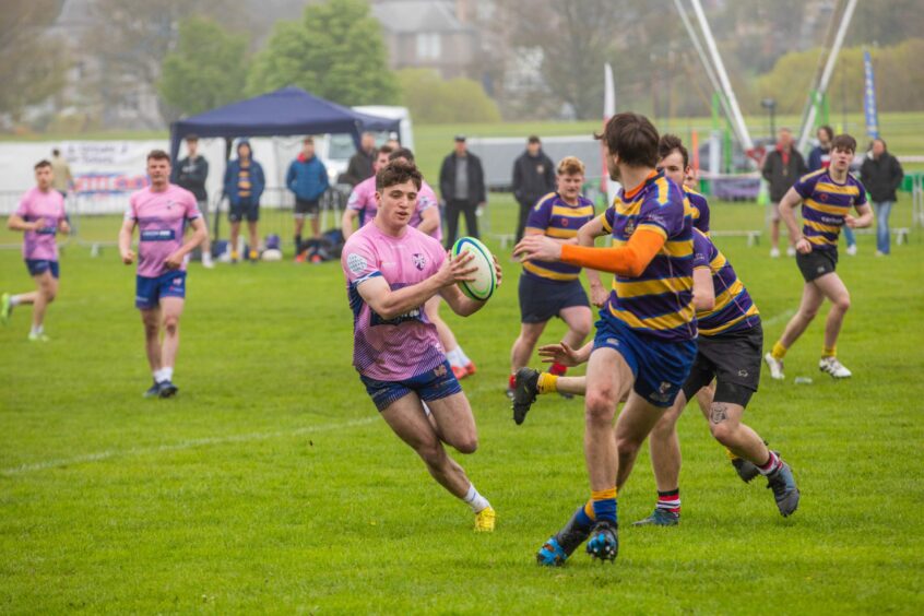 People playing rugby on North Inch, Perth