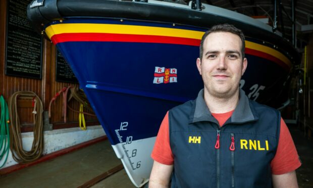 Second Coxswain Michael Marr was one of the Arbroath crew honoured for bravery in a Storm Arwen mission. Image: Steve Brown/DC Thomson