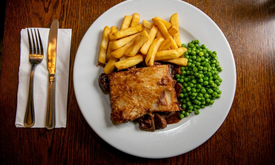 Steak pie, chips and peas. Image: Steve Brown/DC Thomson