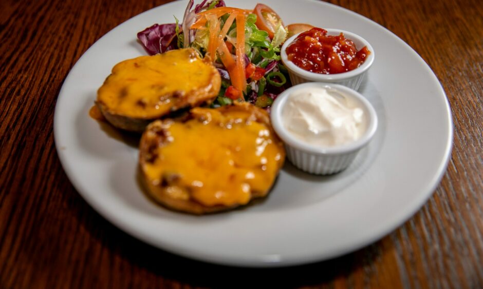 Loaded potato skins with beef chilli and cheese. Image: Steve Brown/DC Thomson