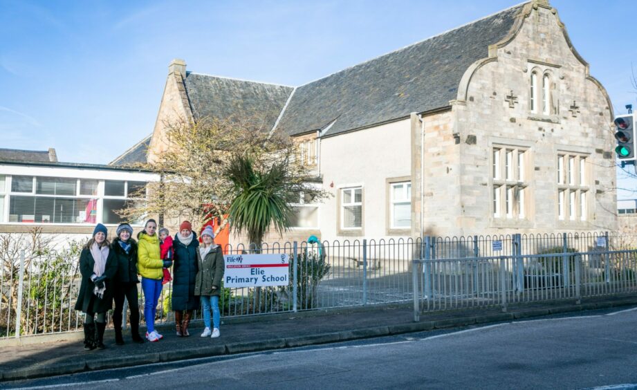Elie Primary parent council members standing outside the school.