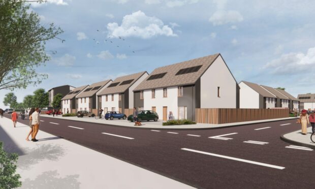 An artist's impression of the Ballindean Road homes. Image: Caledonia Housing Association.