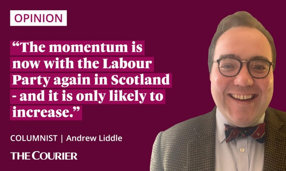 The writer Andrew Liddle next to a quote: "The momentum is now with the Labour Party again in Scotland - and it is only likely to increase."