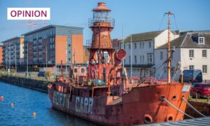 The North Carr lightship moored in City Quay, Dundee.