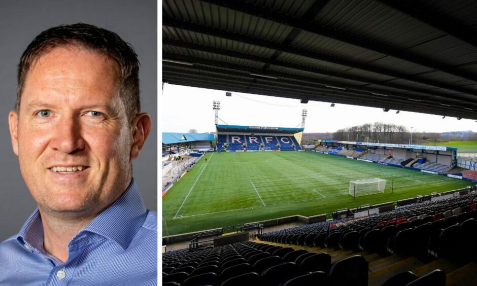 Greg McEwan, who was announced as Raith Rovers new commercial director, and a picture of Stark's Park.