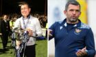 Dundee boss Gary Bowyer (left) has been linked with a switch to Blackpool, while Callum Davidson (right) is reportedly a potential successor. Images: SNS
