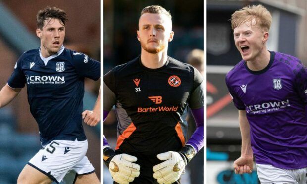 Dundee pair Josh Mulligan (left) and Lyall Cameron (right) will join Dundee United goalie Jack Newman in the Scotland U/21 squad.