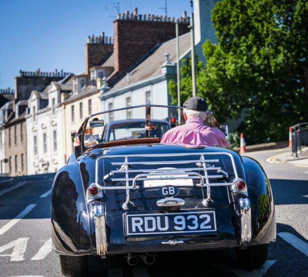 A classic car on Perth's Tay Street. The vintage vehicles weekend is one of the best Perth activities.