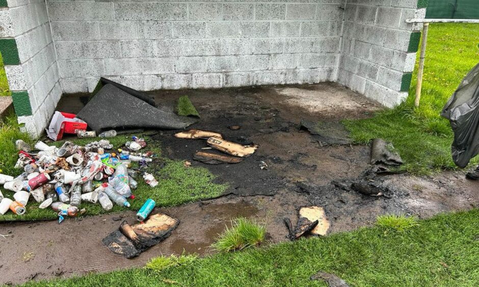 Fire damage to astro turf at Fairfield Community Sports Hub