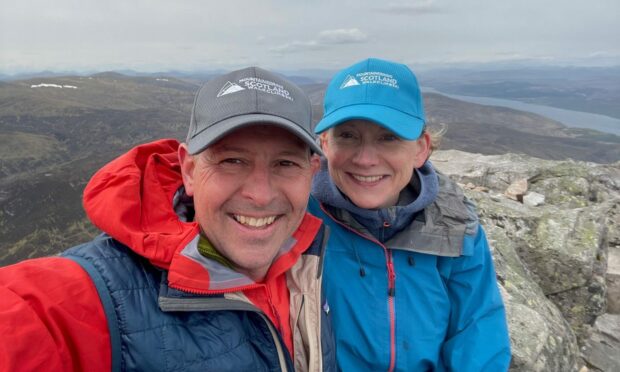 Stuart Younie, CEO of Mountaineering Scotland and his wife at the top of Schiehallion, Perthshire in May this year. Image: Stuart Younie.