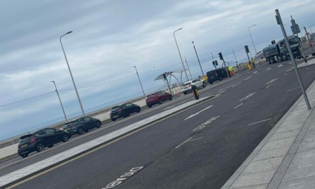 Diversions are in place on Kirkcaldy Esplanade. Image: Fife Jammer Locations.
